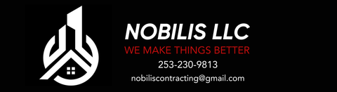 The logo for nobilis llc is white on a black background.