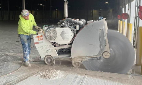 a large concrete cutting saw