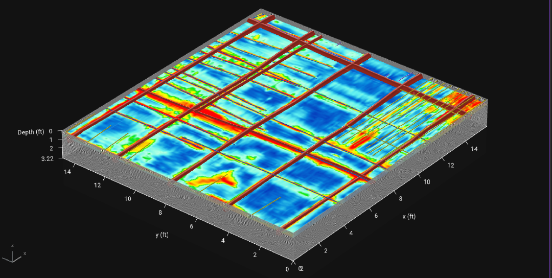 A computer generated image of a grid of squares on a black background.