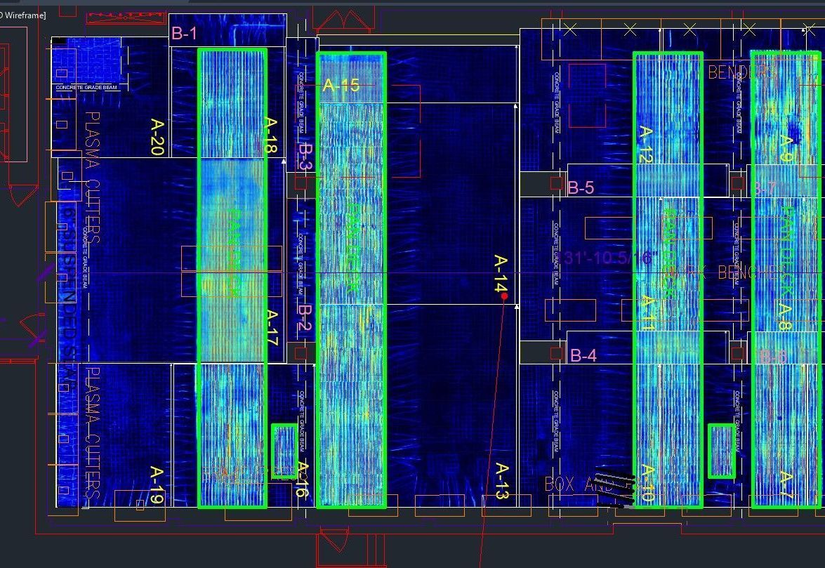 A digital sketch of the underground utilities of a building