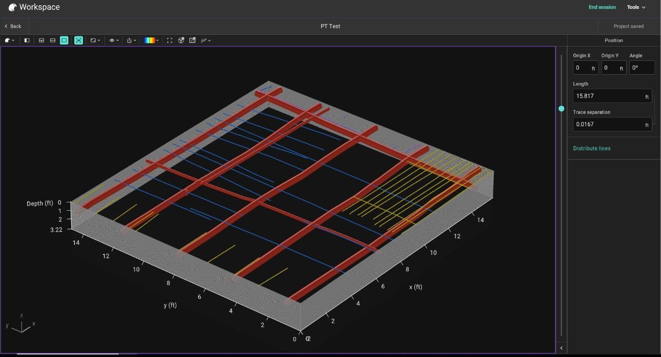 the GPR imaging of a concrete slab.