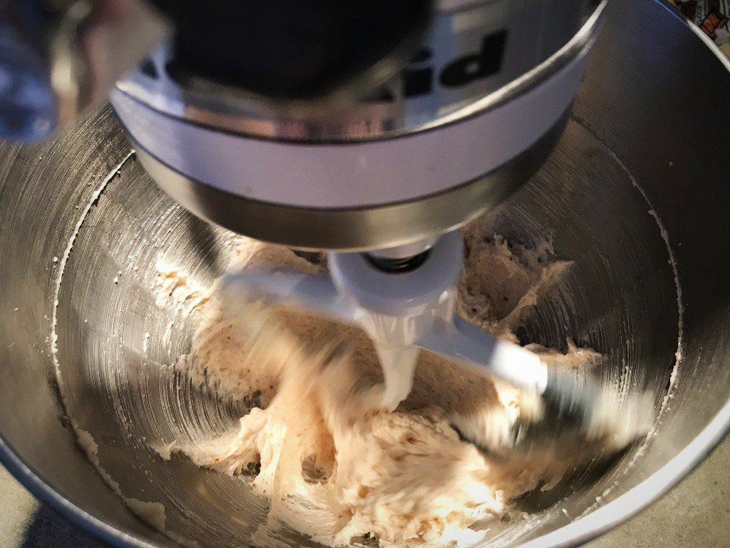 cookie dough in mixer
