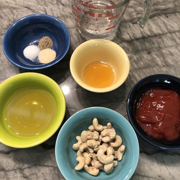 french dressing ingredients in bowls