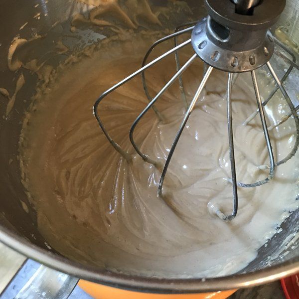 wet ingredients in mixer