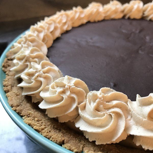close up of Peanut Butter Chocolate Pie