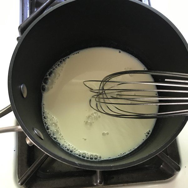 soy milk in sauce pan