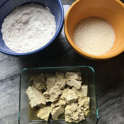 tofu and batter assembly stations