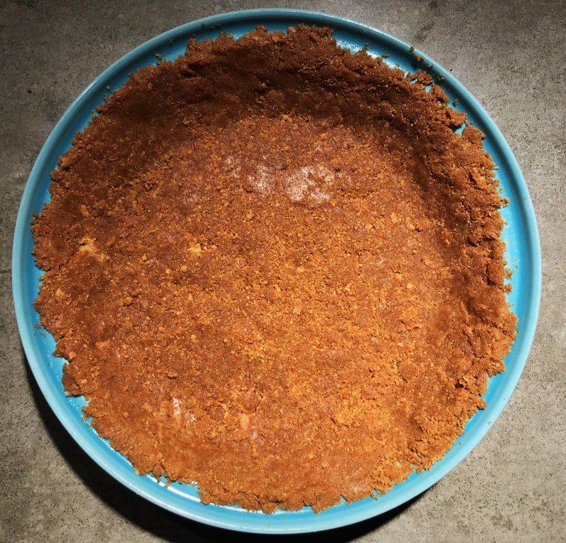 graham cracker crust mixed in pie pan