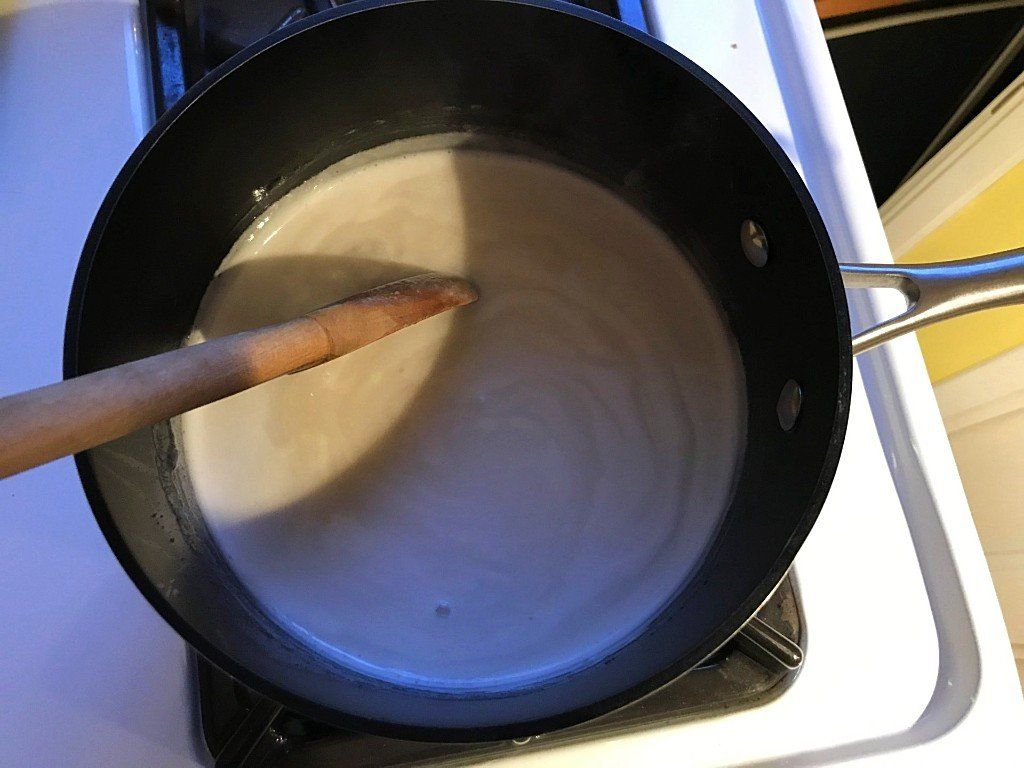 coconut milk mixture in sauce pan