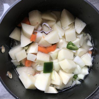 vegan queso ingredients in pot
