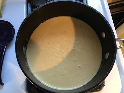 Broccoli and Vegan Cheddar Soup in pot