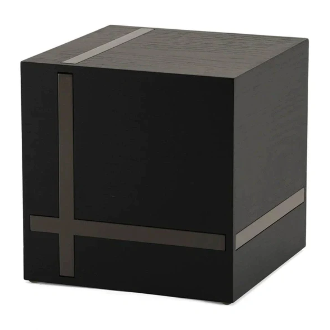 Bristol Wood Urn with Gloss Gray Accents
