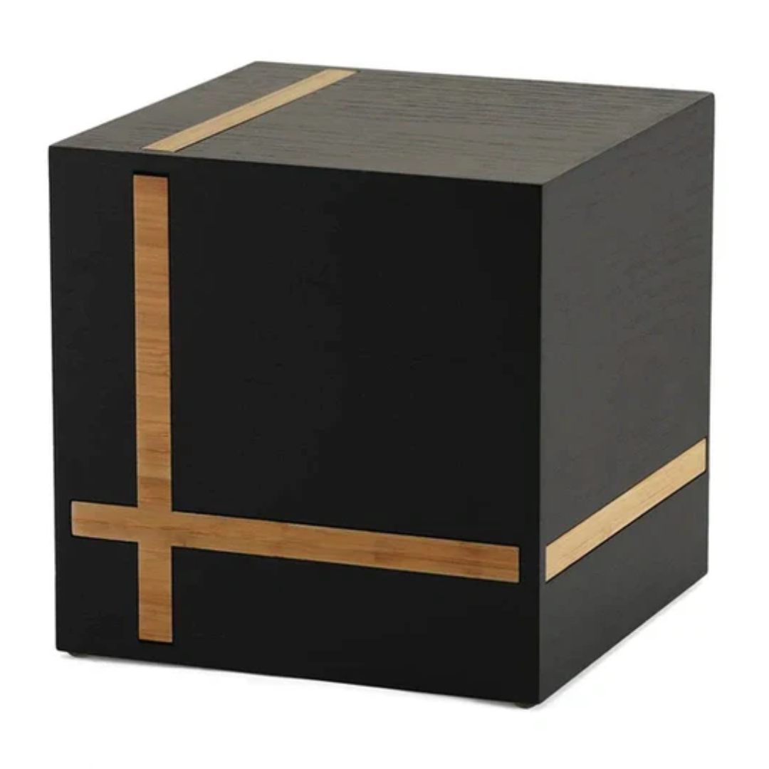 Bristol Wood Urn with Natural Bamboo Accents