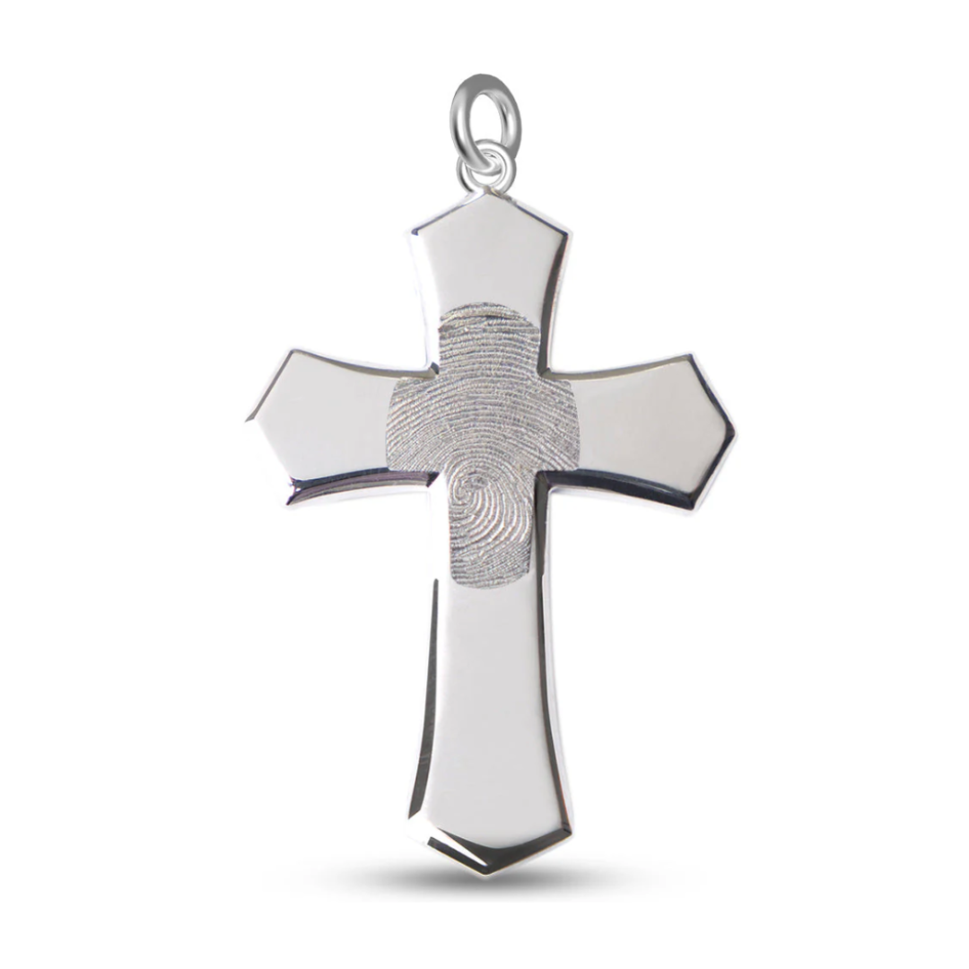 Cross Fingerprint Pendant