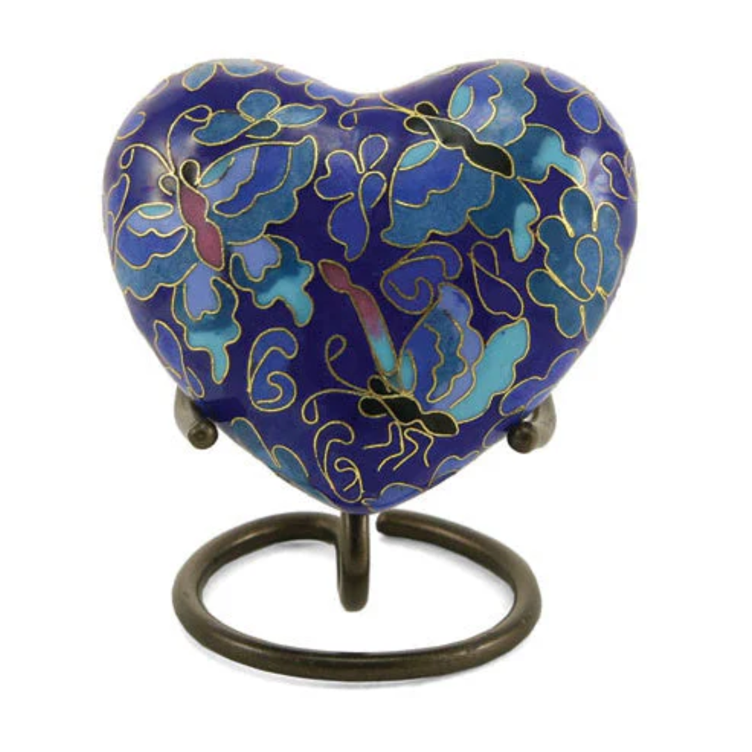 Etienne Cloisonne Butterfly Heart Cremation Keepsake