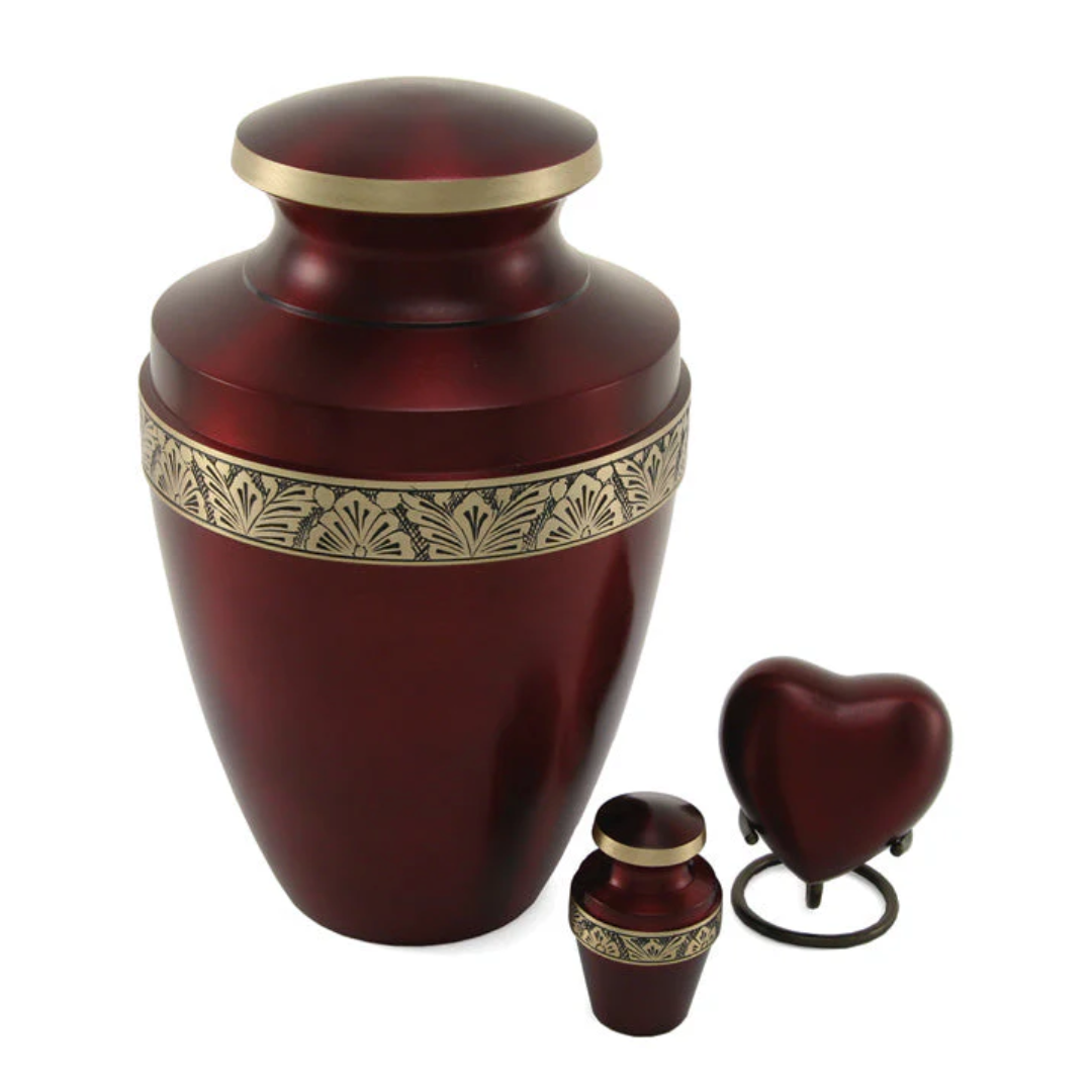 Grecian Crimson Traditional Urn and Keepsakes