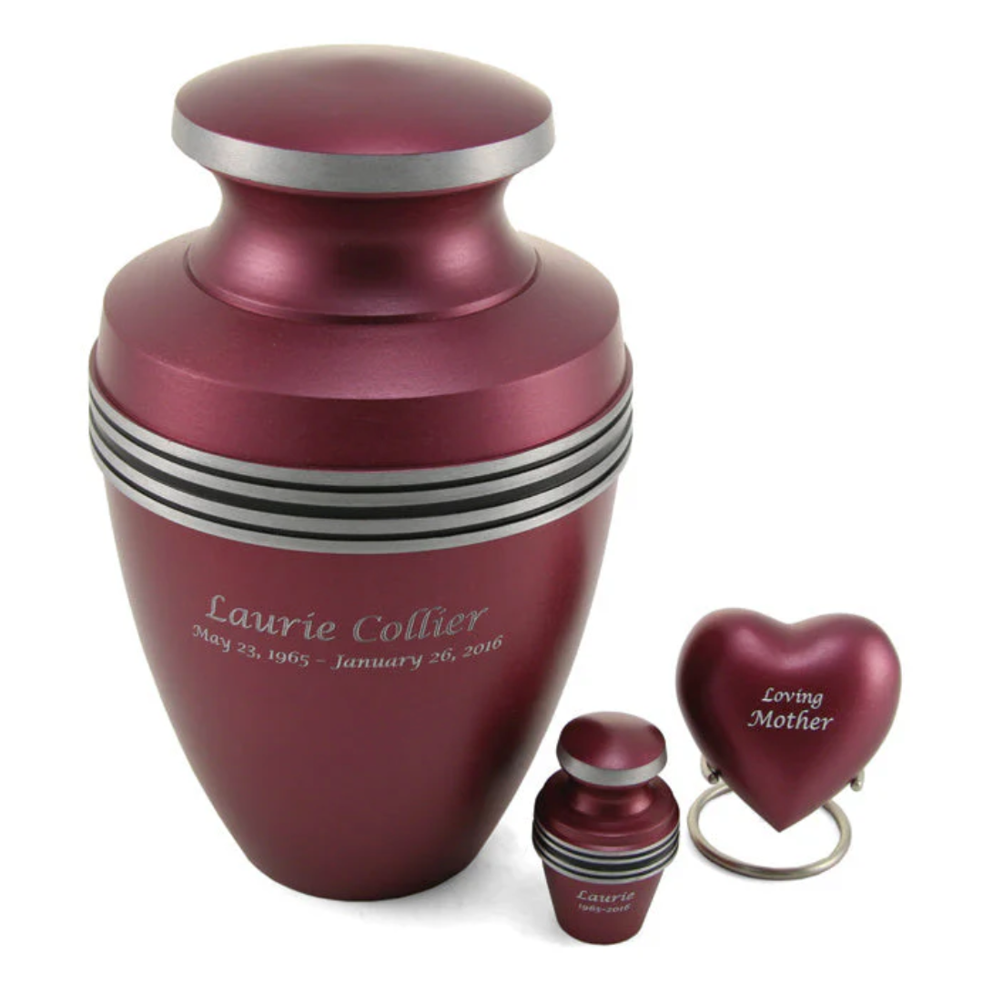 Grecian Magenta Traditional Urn and Keepsakes