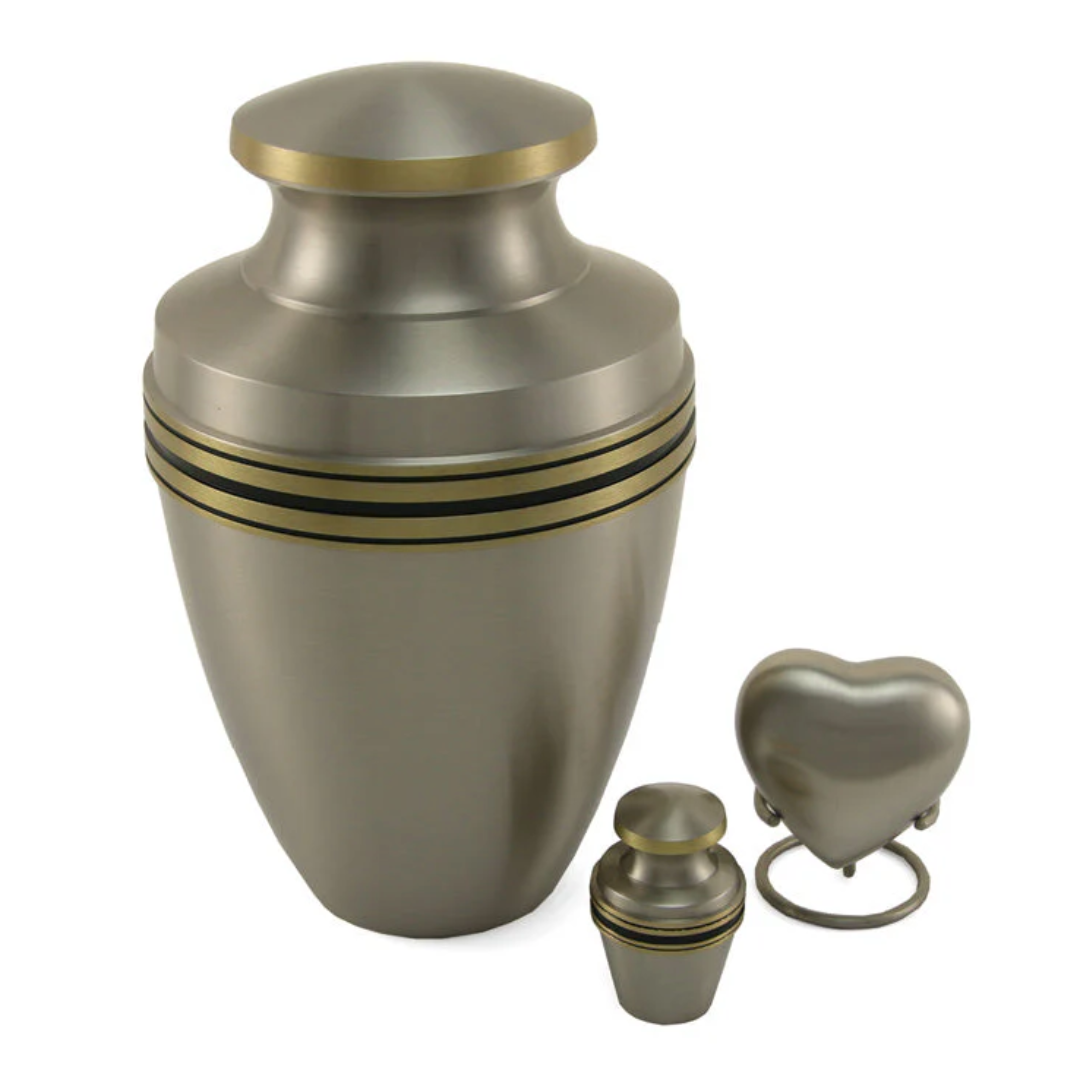 Grecian Pewter Traditional Urn and Keepsakes
