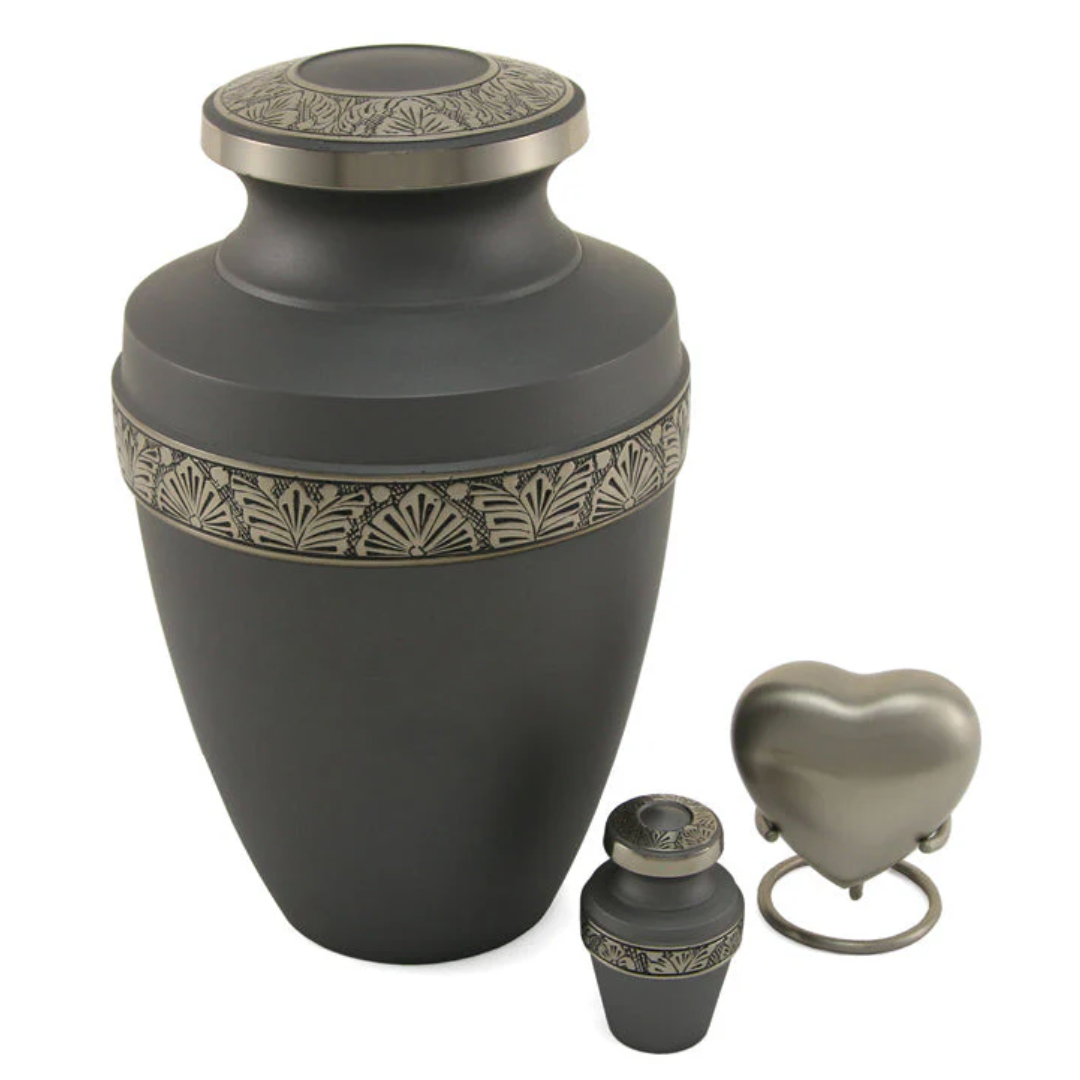 Grecian Rustic Pewter Traditional Urn and Keepsakes