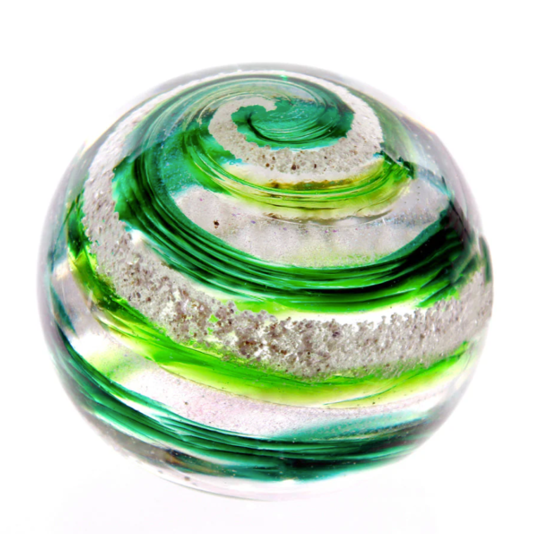 Living Glass Orbs Lily Green Cremation Keepsake