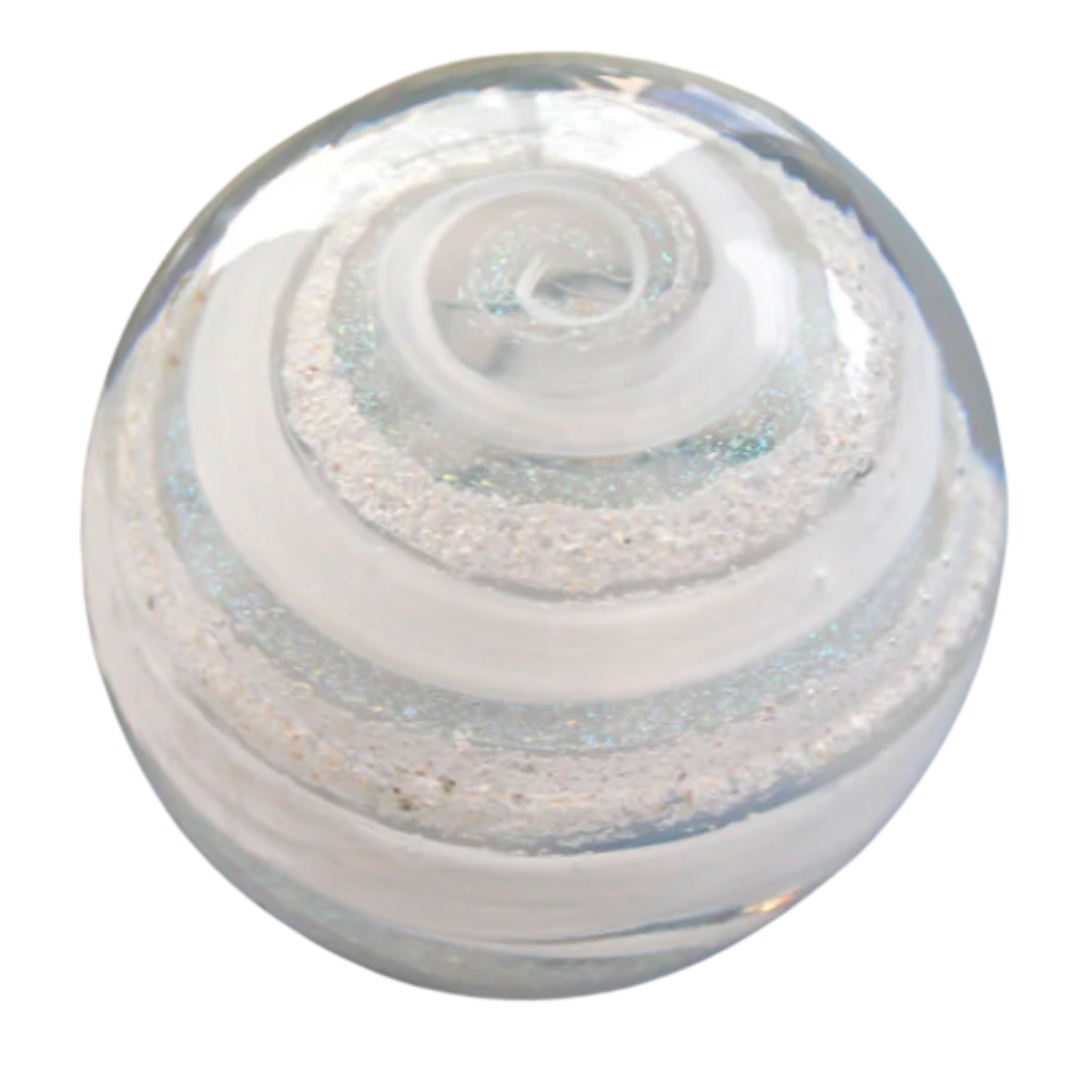 Living Glass Orbs White Pearl Cremation Keepsake