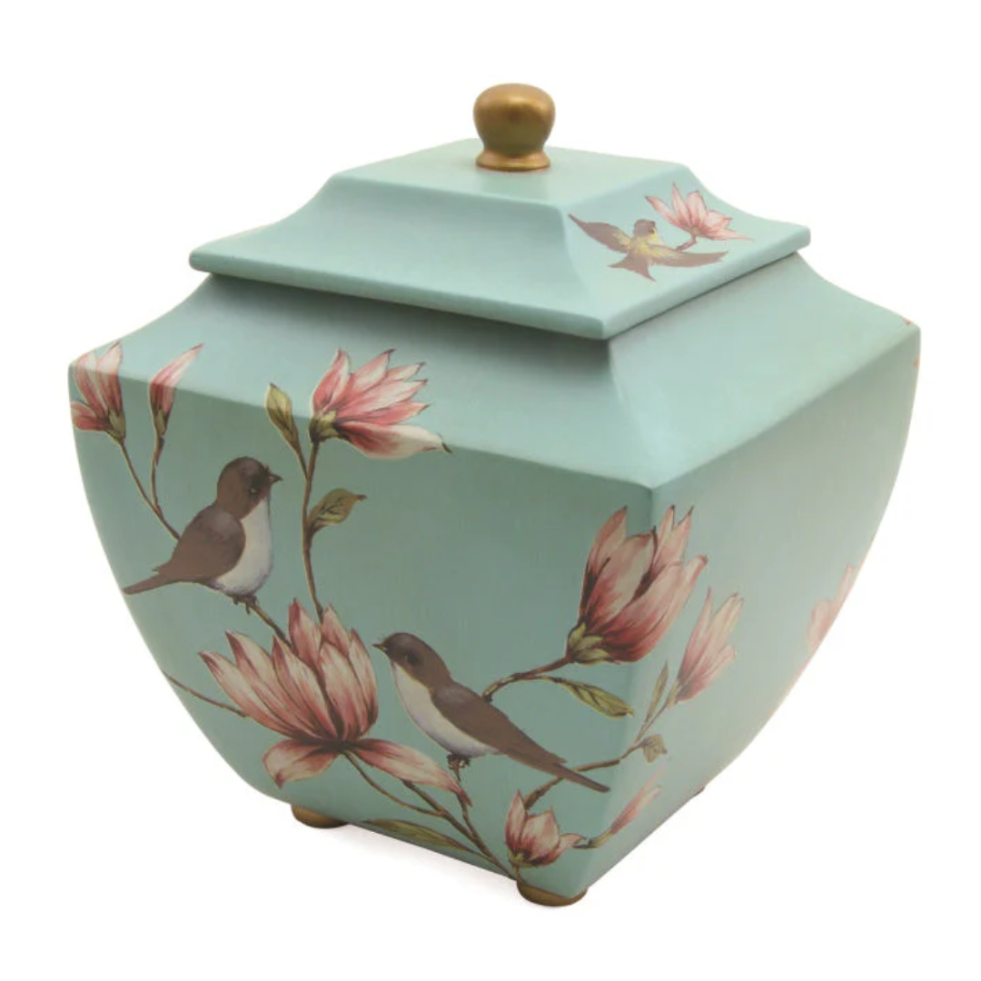 Eastern Floral  Magnolia Love Birds Full Size Urn
