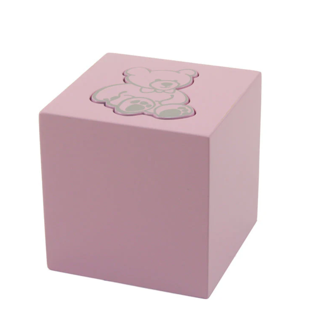 Teddy Bear Blue Baby Wood Urn
