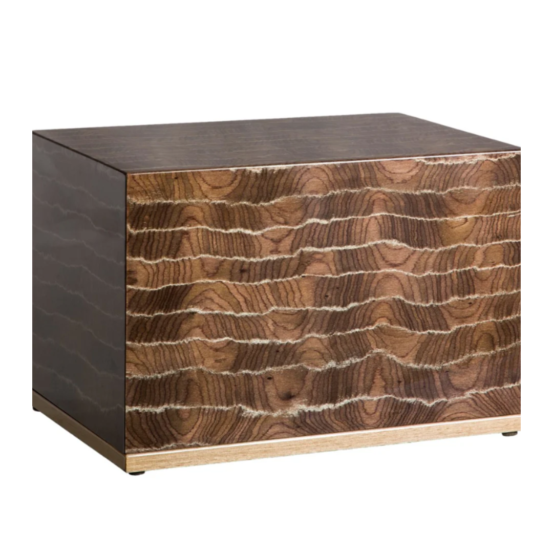 The Holmes Striped Brown Wood Urn