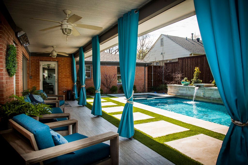 custom pool with covered patio dallas