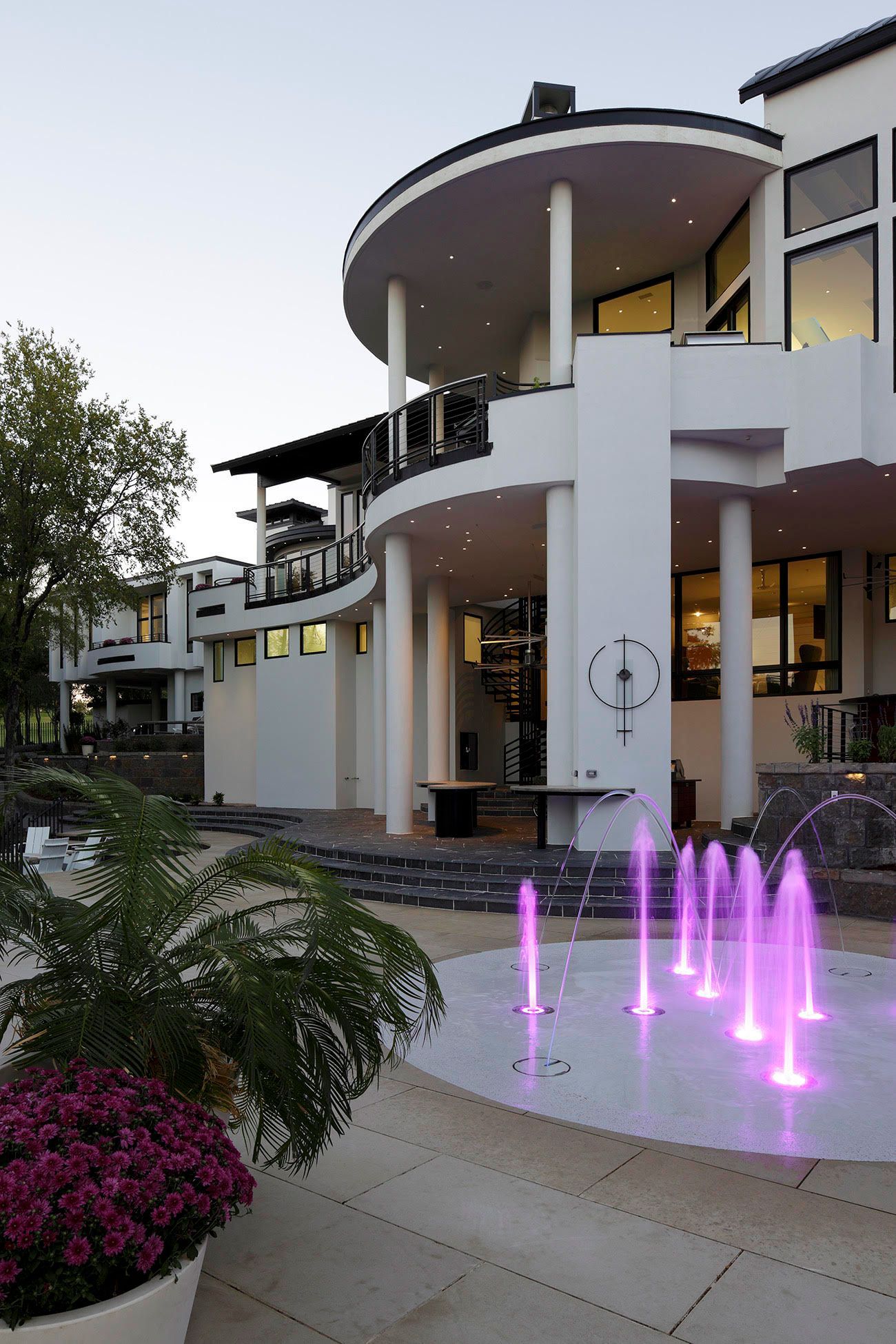pink lighted fountains