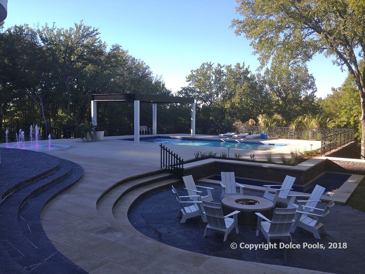 outdoor seating area near pool