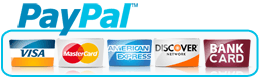 PayPal logo with accepted credit cards