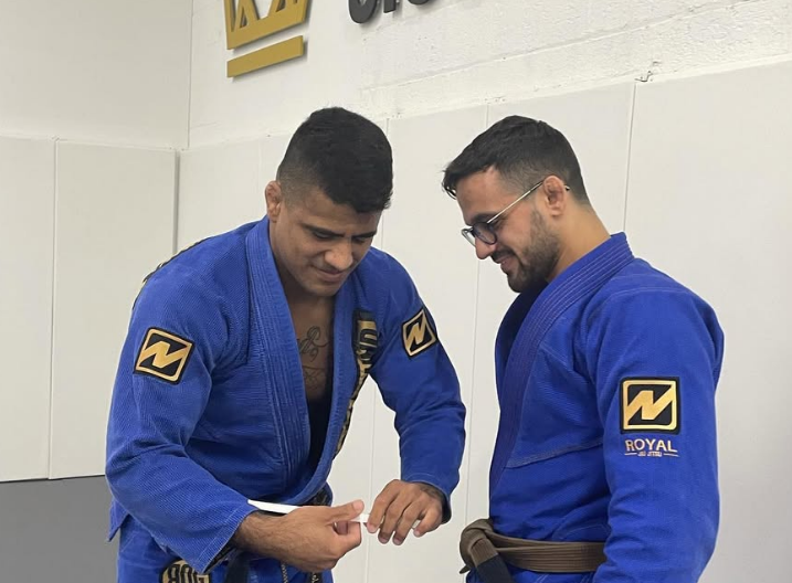 Students drilling Brazilian Jiu Jitsu techniques at Royal Jiu-Jitsu Queens in Queens, NY.