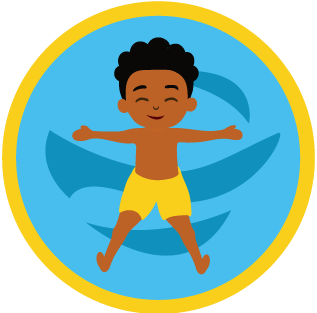 The icon shows a boy floating on his back in the water and smiling. It shows that he is becoming more independent and this is reflective of the level ability