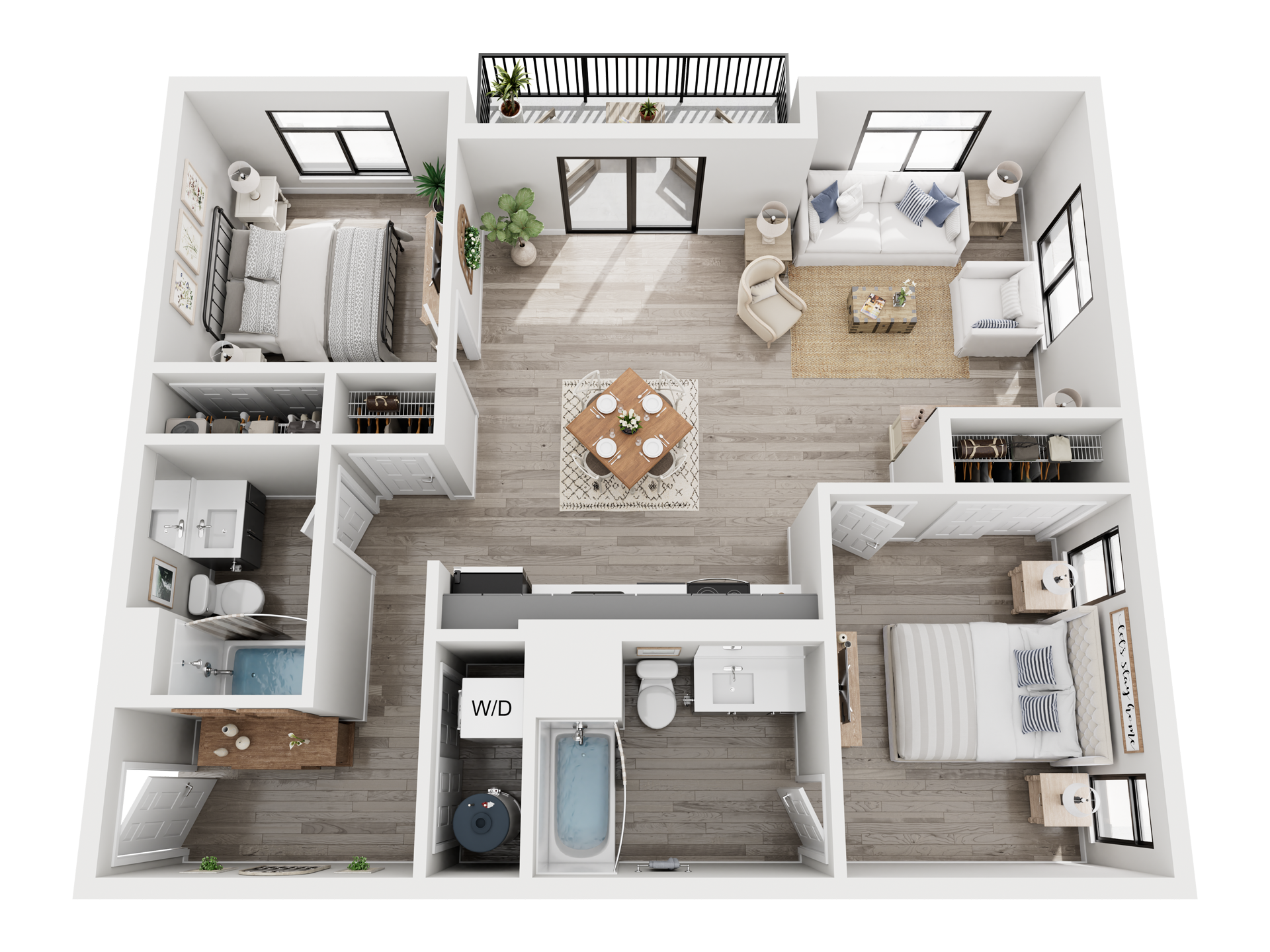 An aerial view of a floor plan of a house.
