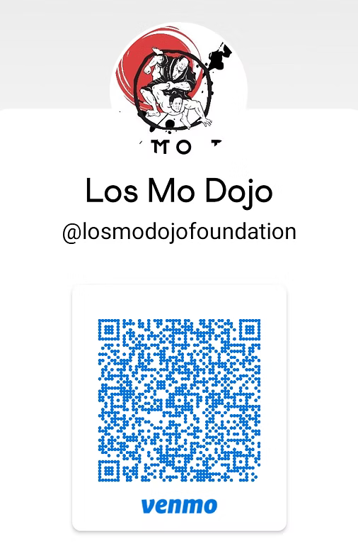 Los Mo Dojo profile. Includes logo, text, and a Venmo QR code.