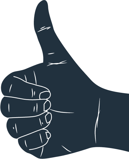 Cartoon icon of a thumbs up