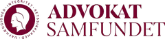 Logo for Advokat Samfundet. Med et cirkulært emblem med profil og tekst samt organisationens navn.