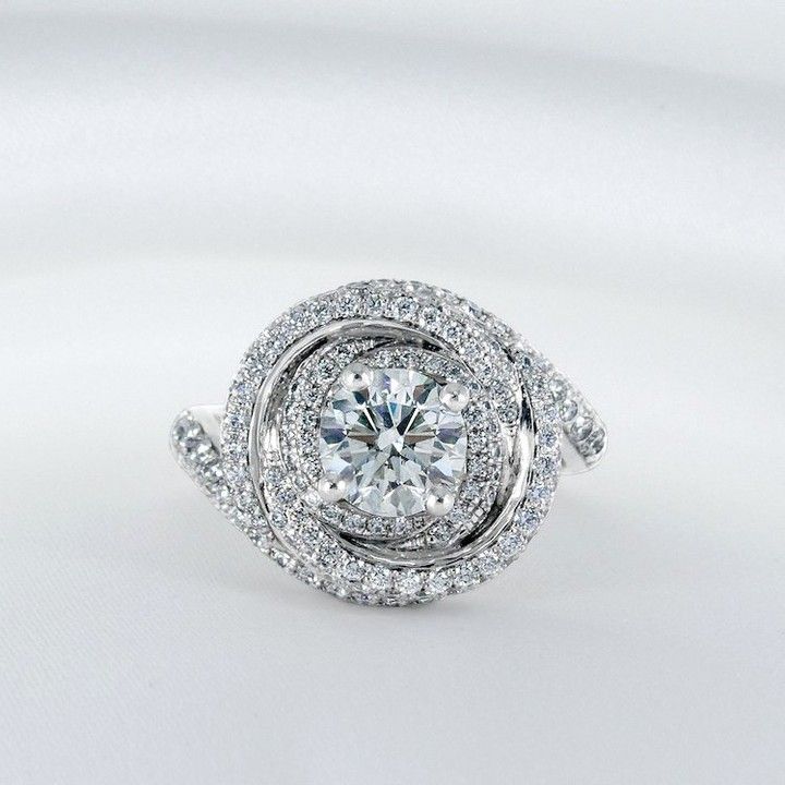 Kimberfire knotted halo engagement ring