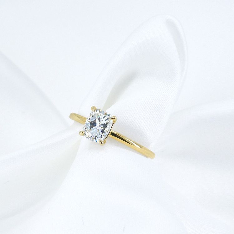Kimberfire cushion solitaire engagement ring