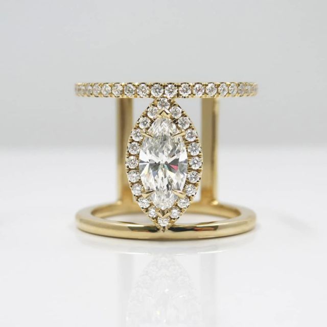 Kimberfire marquise halo engagement ring