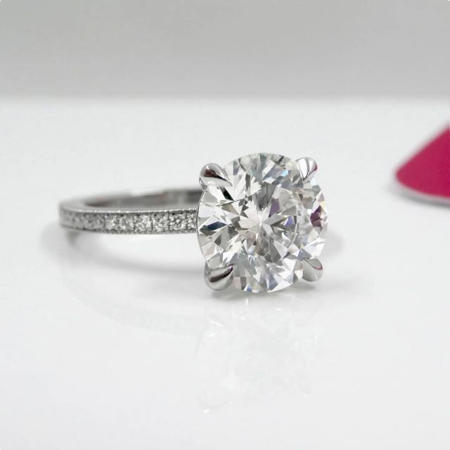 Kimberfire large diamond thin band engagement ring