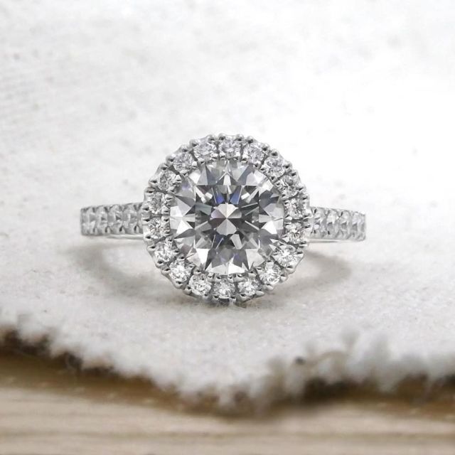 Kimberfire seamless halo engagement ring