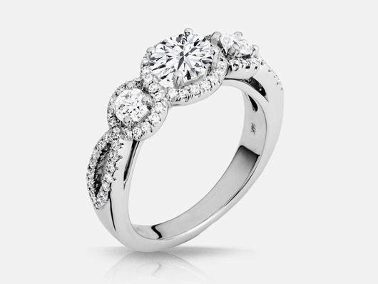 PLC454 Three Stone Engagement Ring