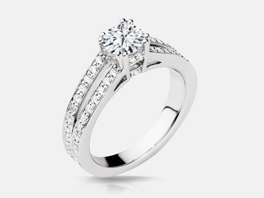 PLC67 Sidestone Engagement Ring