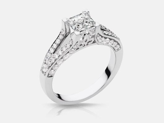 PLC83P Sidestone Engagement Ring