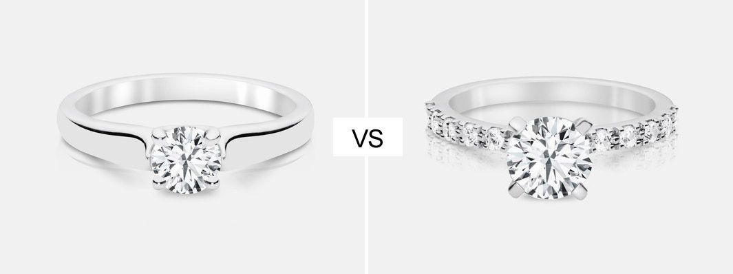 Solitaire vs Pave Side Diamond Engagement Ring