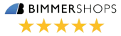 Bimmershops logo with five gold stars on a white background