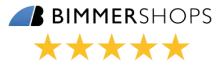 Bimmershops logo with five gold stars on a white background