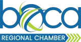Boca Chamber logo in blue and green with the tagline “serving south palm beach county”